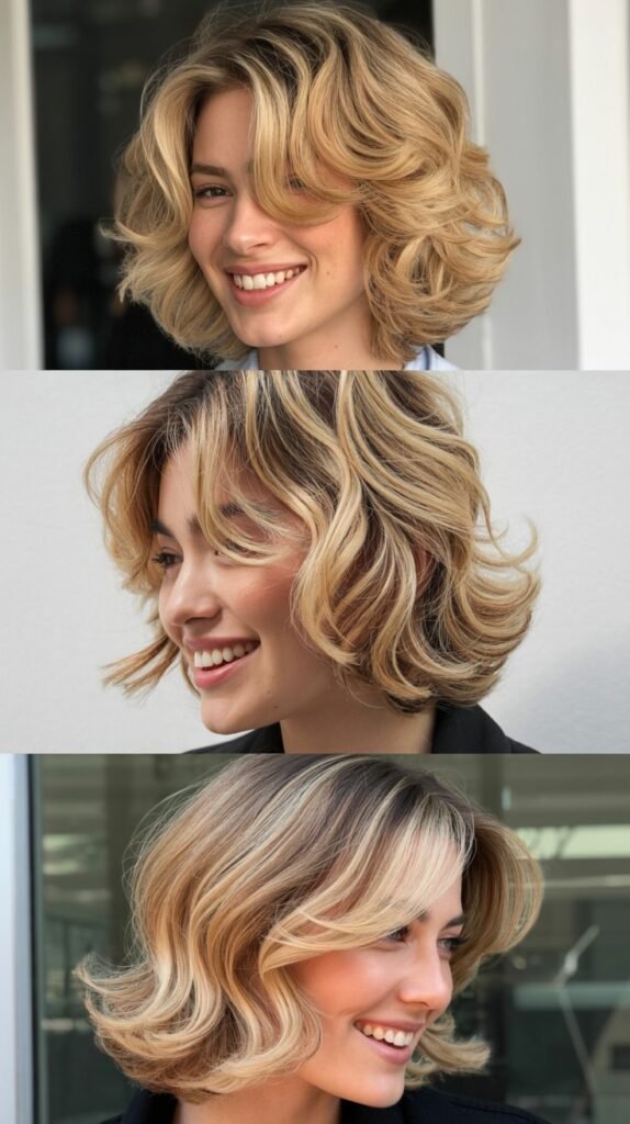  Sandy Blonde Shaggy Lob