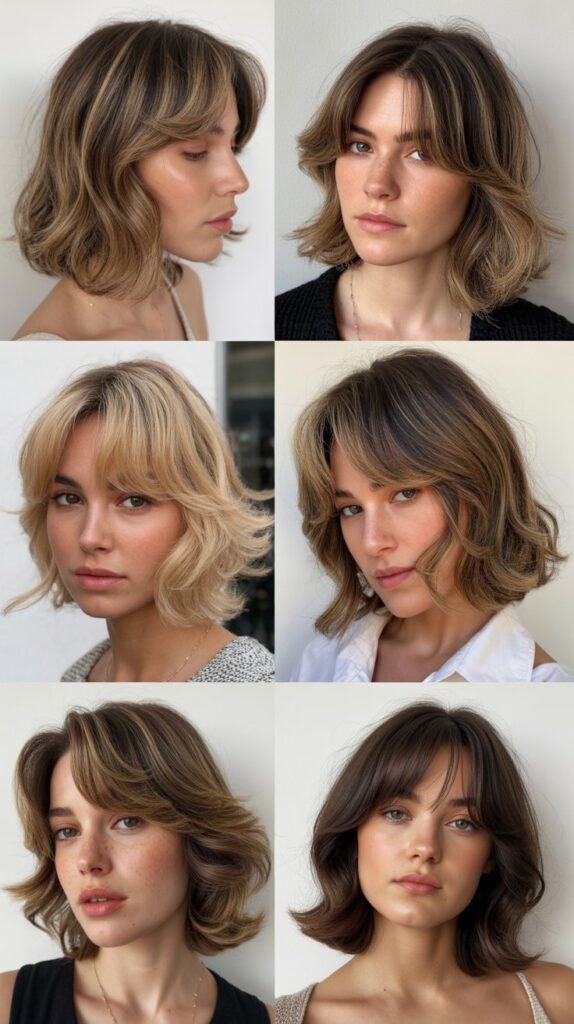 Textured Lob with Piecey Curtain Bangs