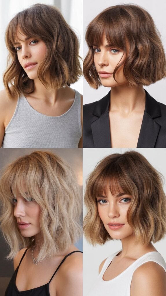  Wavy Bob With Long Bangs For Square Faces