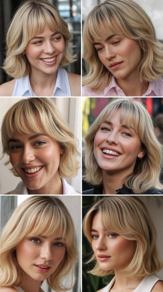 Blonde Curtain Bangs: Face-Framing with Purpose