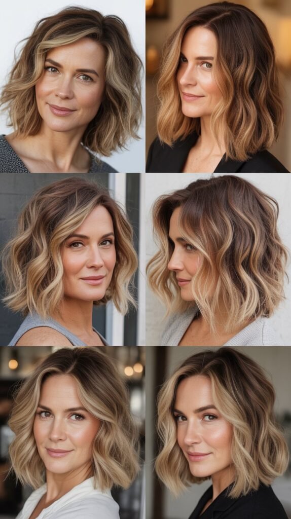 Wavy Lob with Balayage