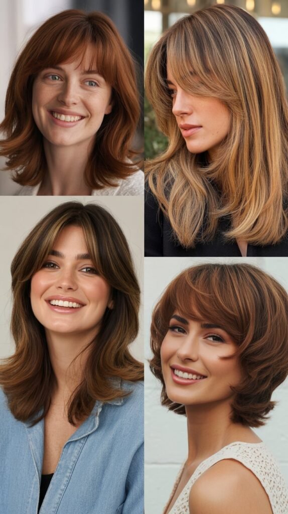 Layered Hair with Curtain Bangs