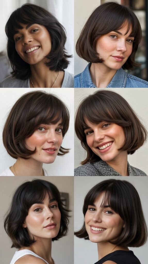 Angled Medium Bob With Arched Bangs