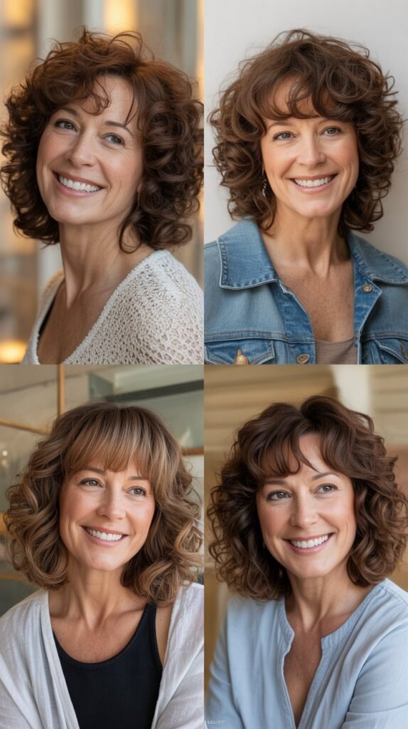  Curly Shoulder Cut with Soft Bangs