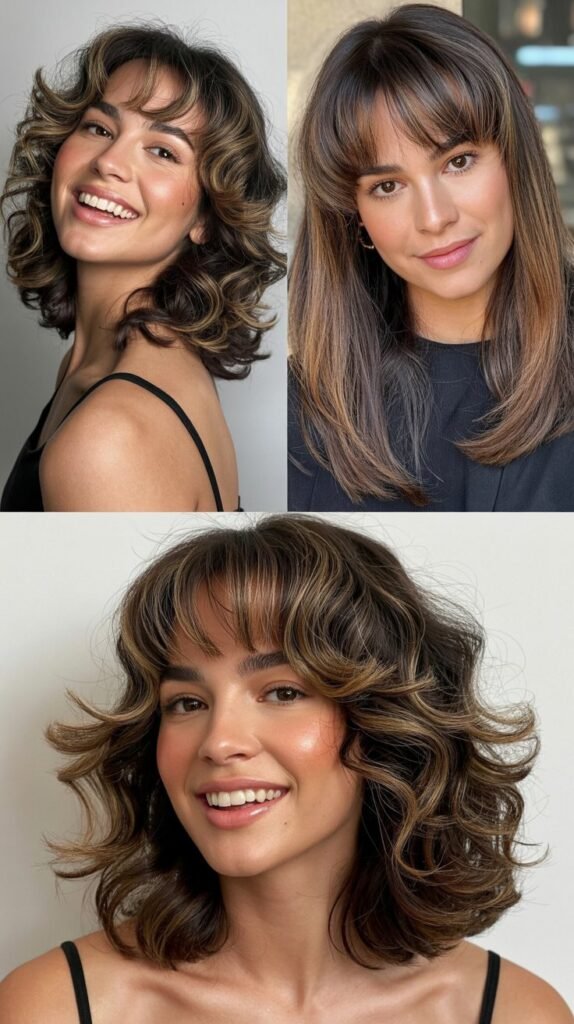 Voluminous Midi with Curtain Bangs and Root Lift