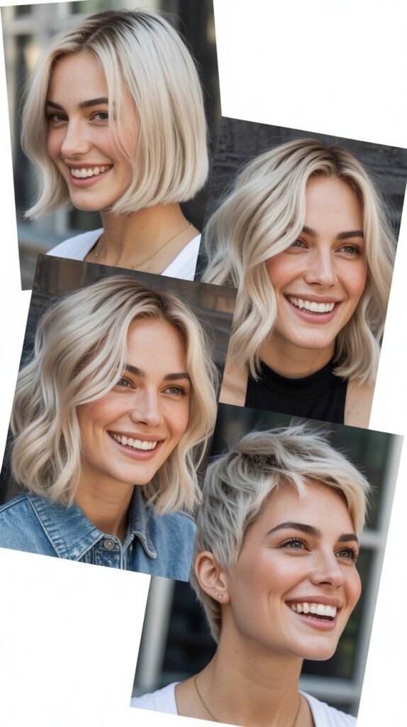 Ice Queen Blonde Collarbone Cut with Micro Fringe