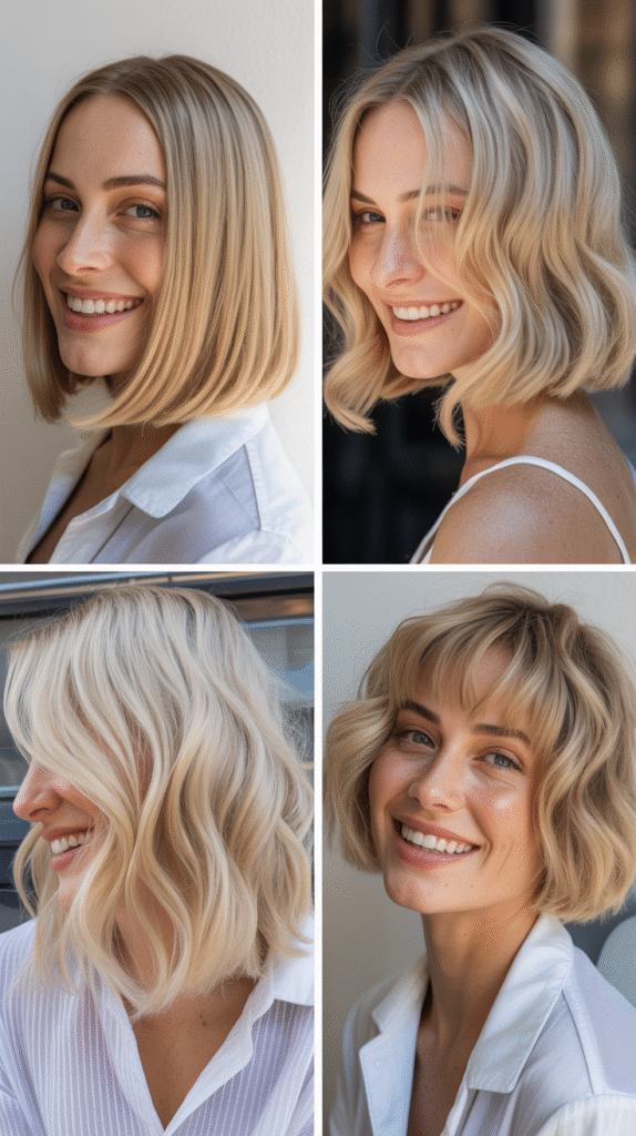 Tapered Bangs with Flaxen Blonde Shade