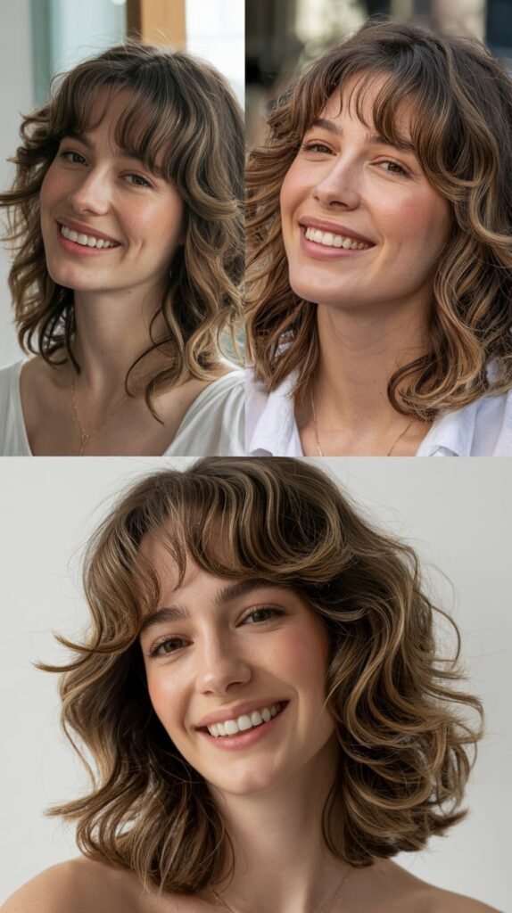  Curtain Bangs with Shoulder-Length Waves