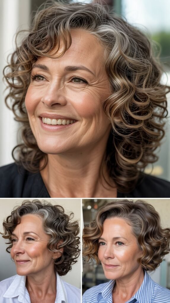 Voluminous Curls with Deep Side Part