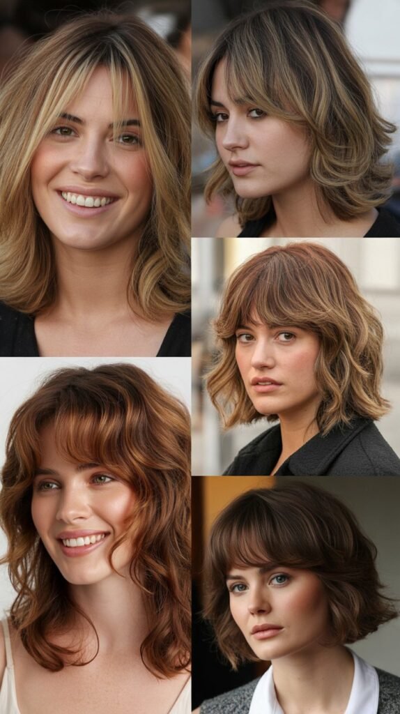 Medium Shag With Wispy Curtain Bangs