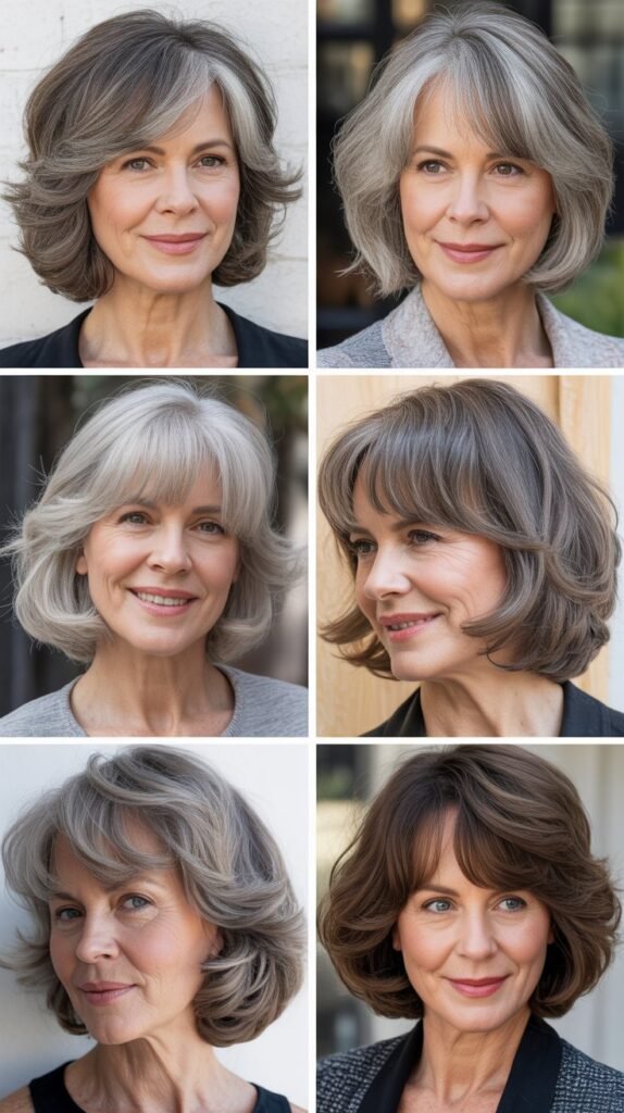 Textured Bob with Curtain Bangs