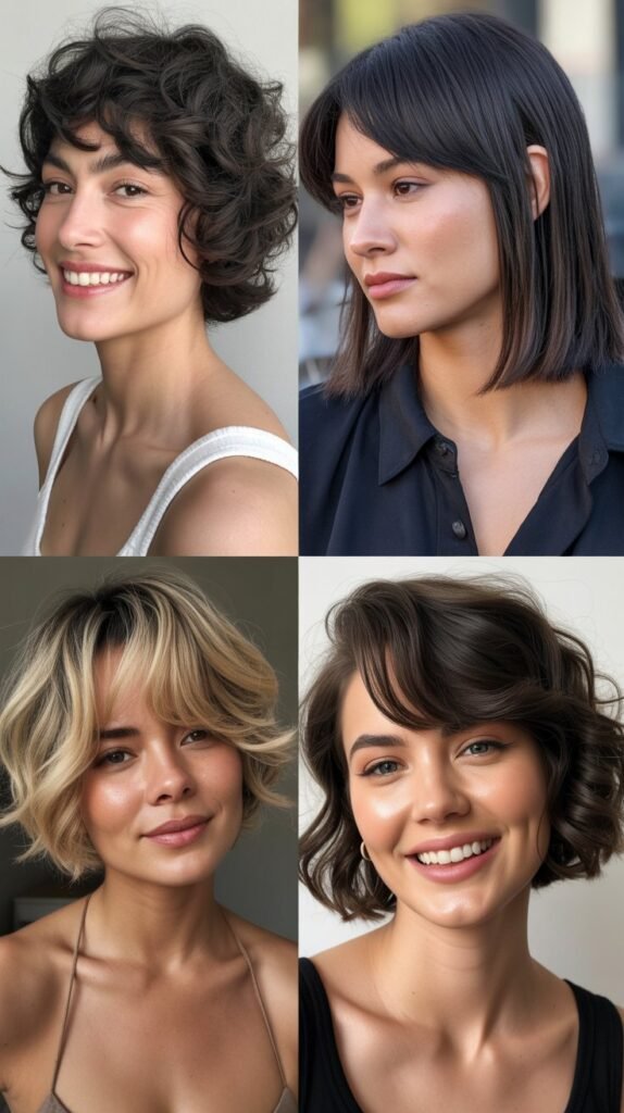 Textured Lob With Side-Swept Bangs