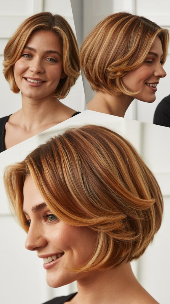 Caramel Blonde Layered Lob