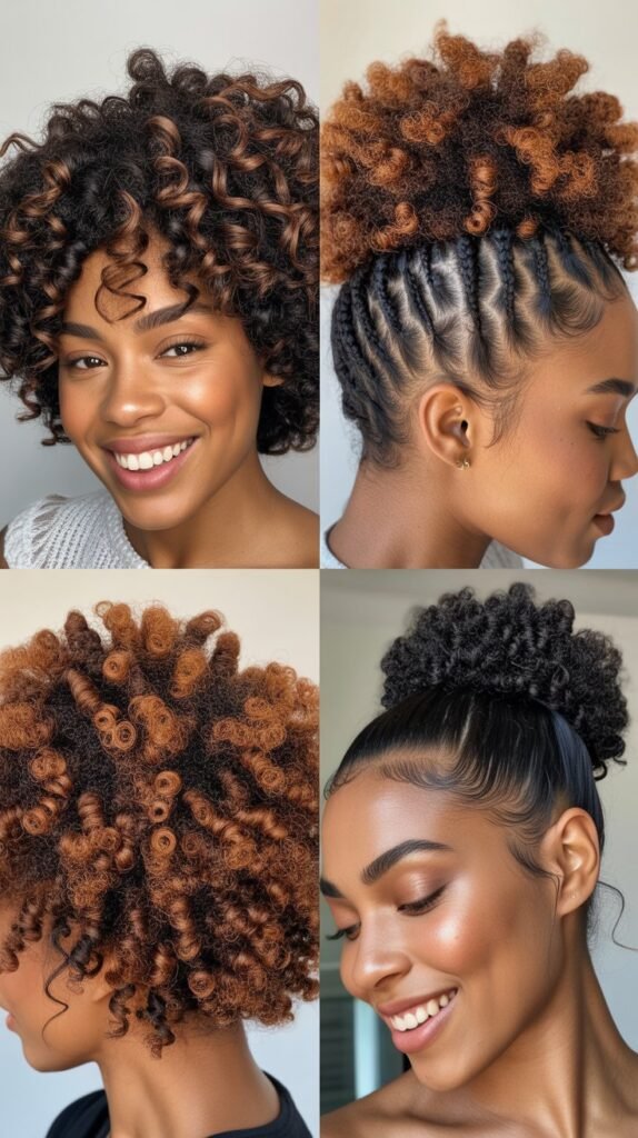 Mahogany Highlights on 4C Hair