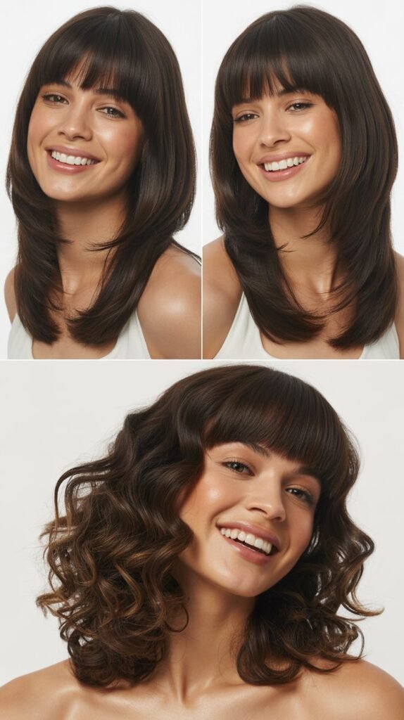  Sleek Layers With Straight-Across Bangs