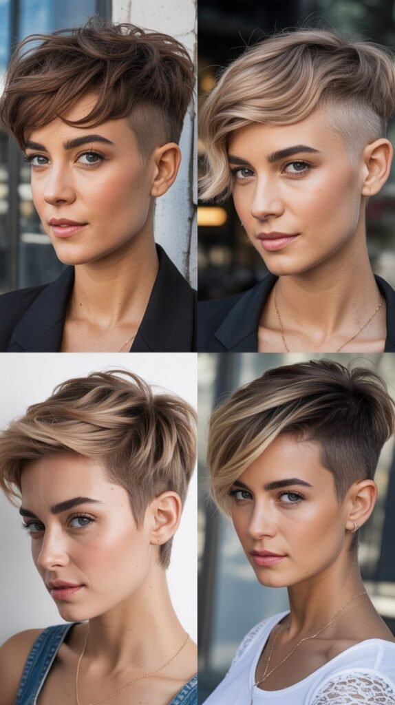 Shaved Side Pixie With Balayage