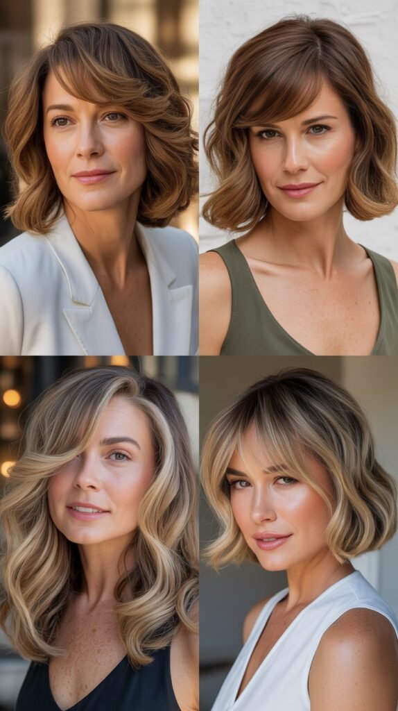 Soft Waves with Side-Swept Bangs