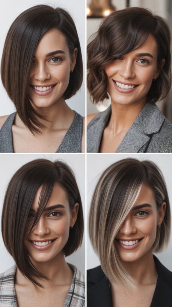 Asymmetrical Extreme Angled Bob With Long Side Bangs