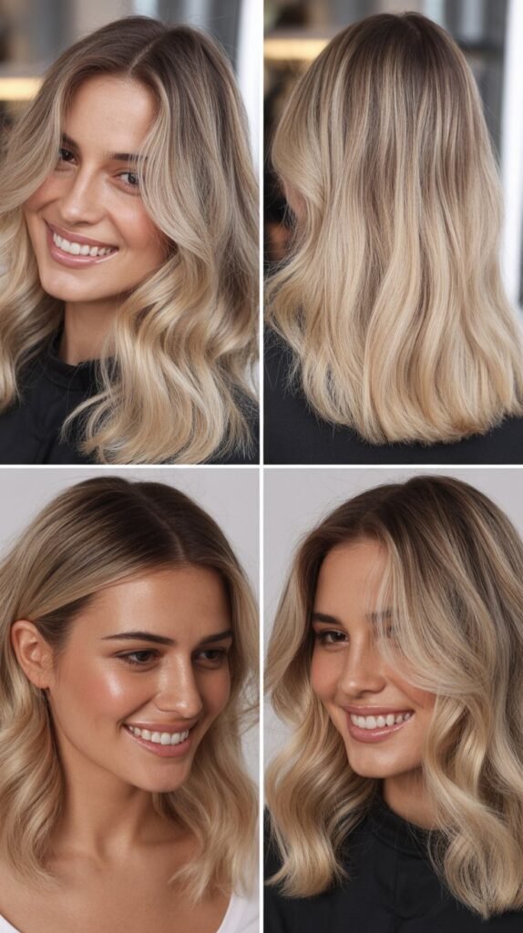 Champagne Blonde With Subtle Root Melt