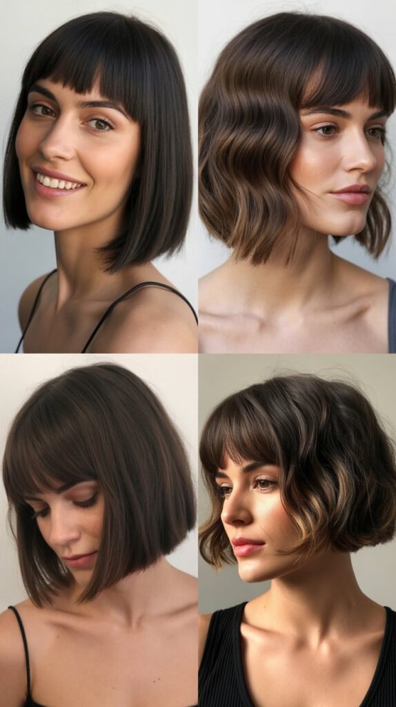 Classic Blunt Bob with Curtain Bangs
