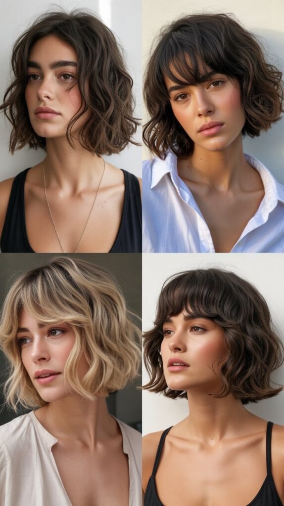 Tousled Bob With Side Part And Beachy Bangs