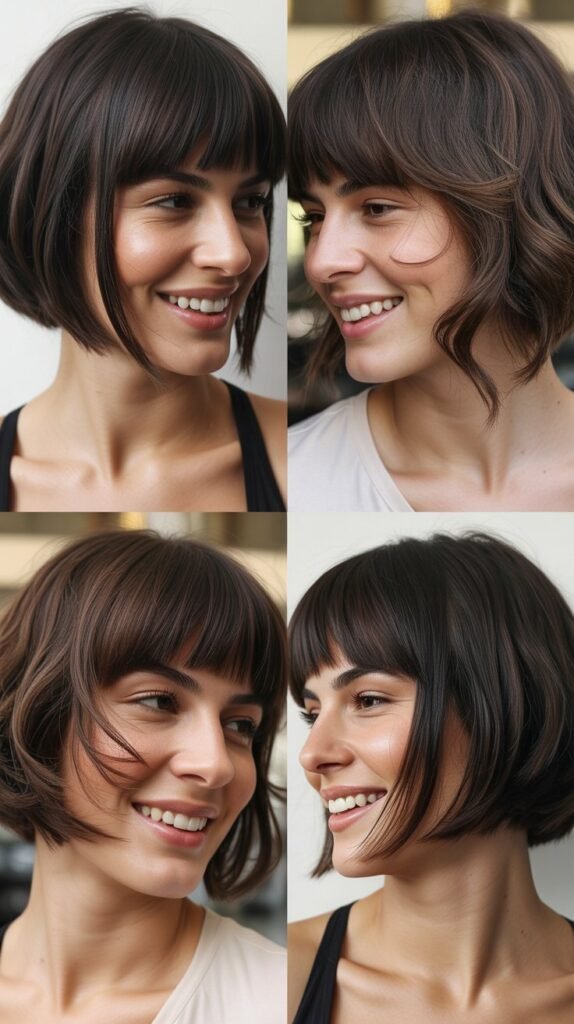  Messy Bob with Long Textured Bangs