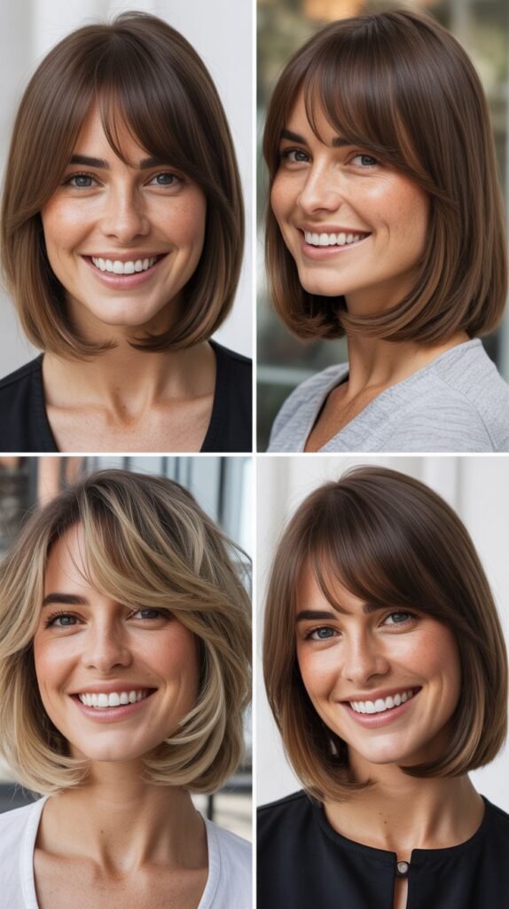  Graduated Bob with Long Side-Parted Bangs