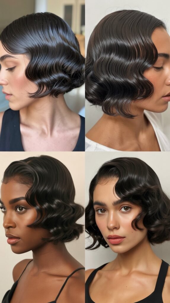  Deep Side Part with Finger Waves