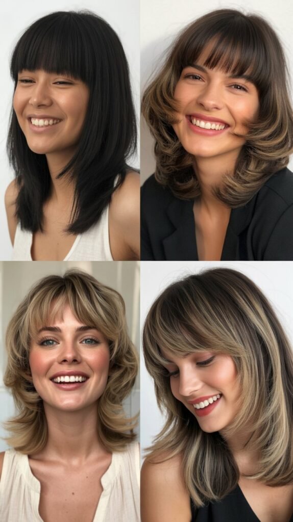 Medium Layers With Heavy Bangs