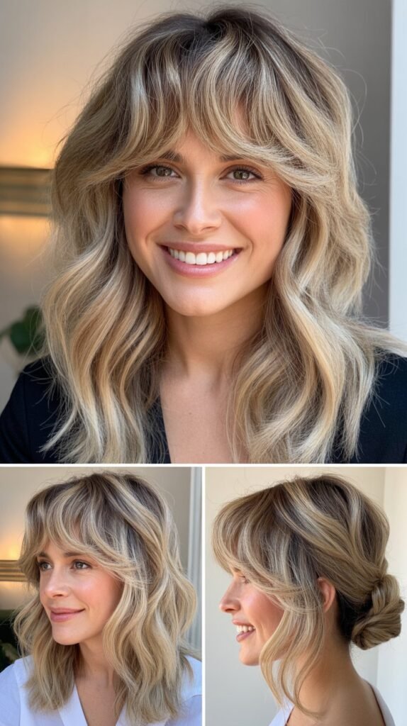 Textured Fringe with Vanilla Blonde Waves
