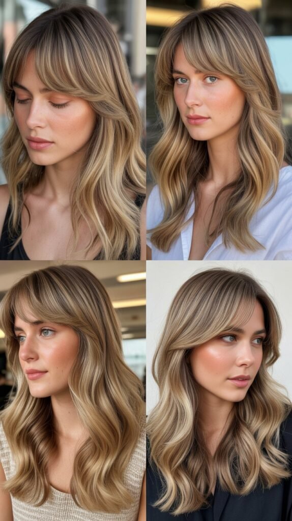  Blended Bangs with Butter Blonde Balayage