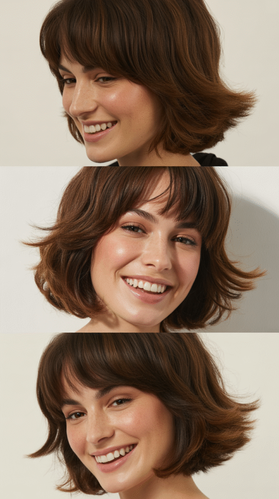Disconnected Angled Bob With Long Blunt Bangs