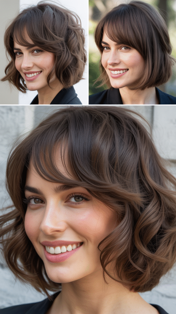 Graduated Angled Bob With Long Layered Bangs