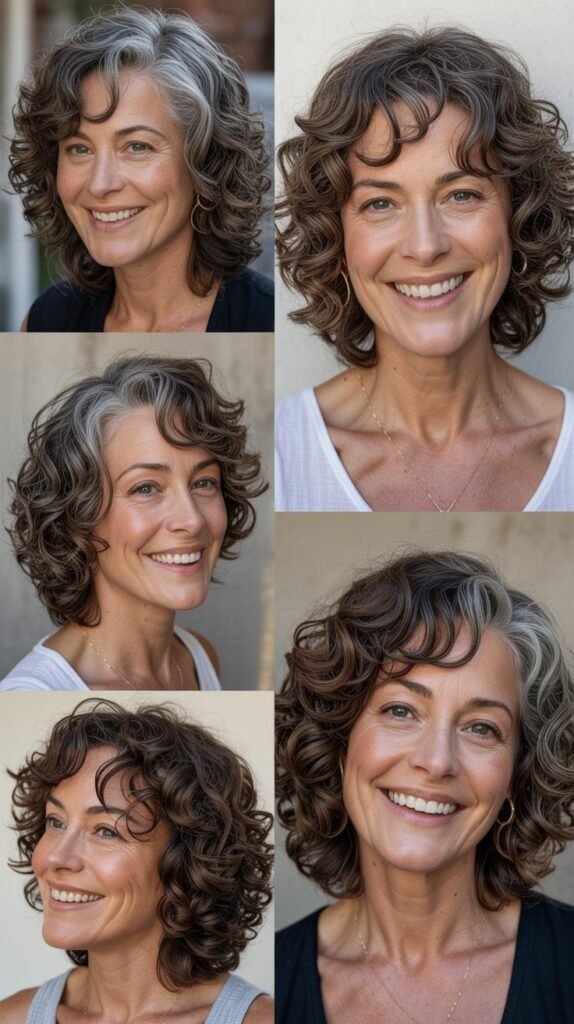 Shoulder-Length Layered Curls with Face-Framing Pieces