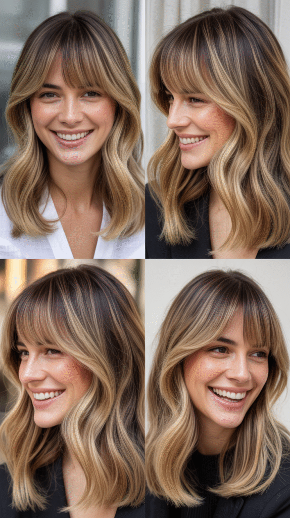 Full Bangs with Icy Blonde Straight Hair