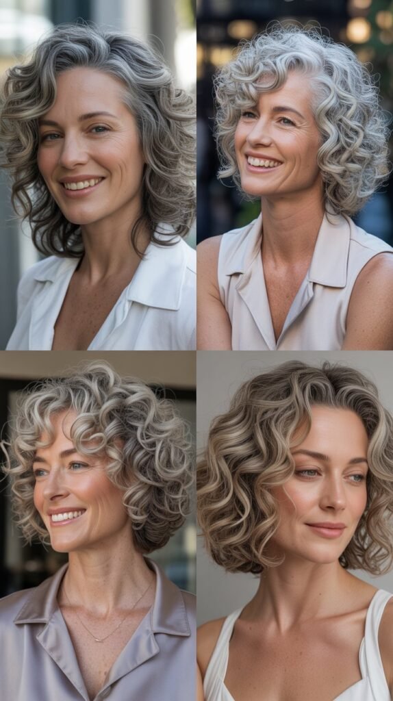  Curly Hair with Silver and Platinum Tones