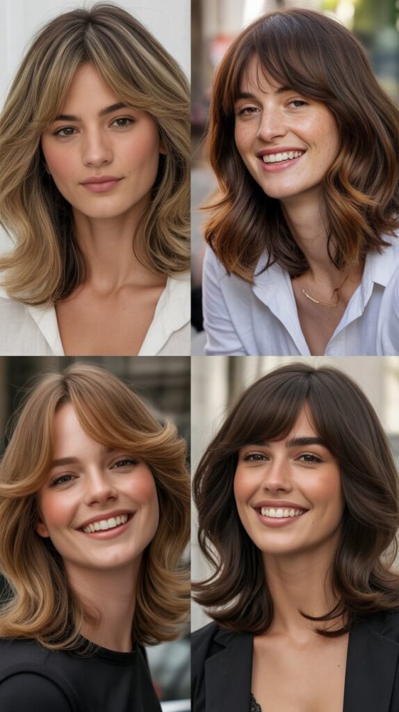 Medium Feathered Cut With Curtain Bangs