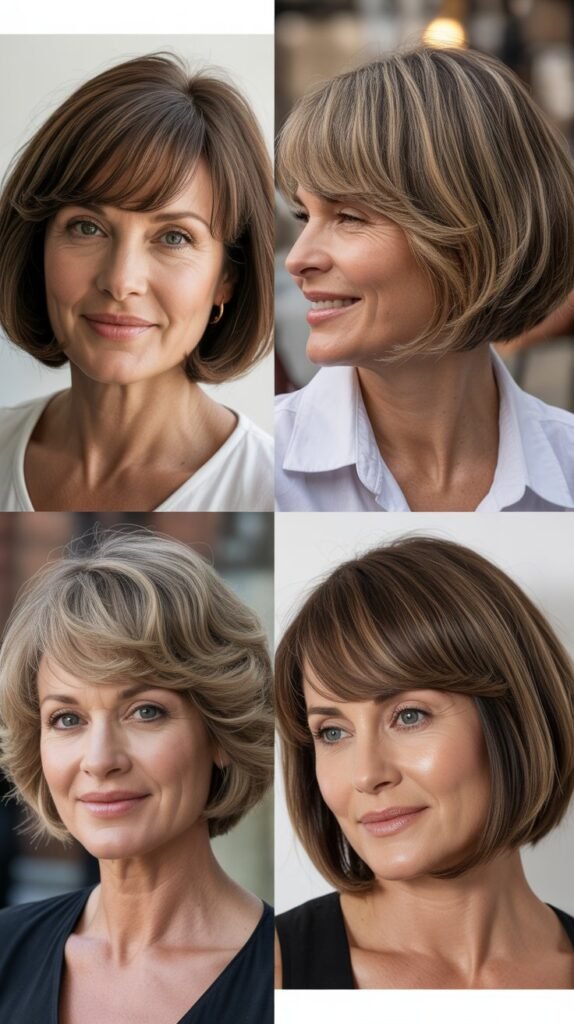  Rounded Bob with Curved Bangs