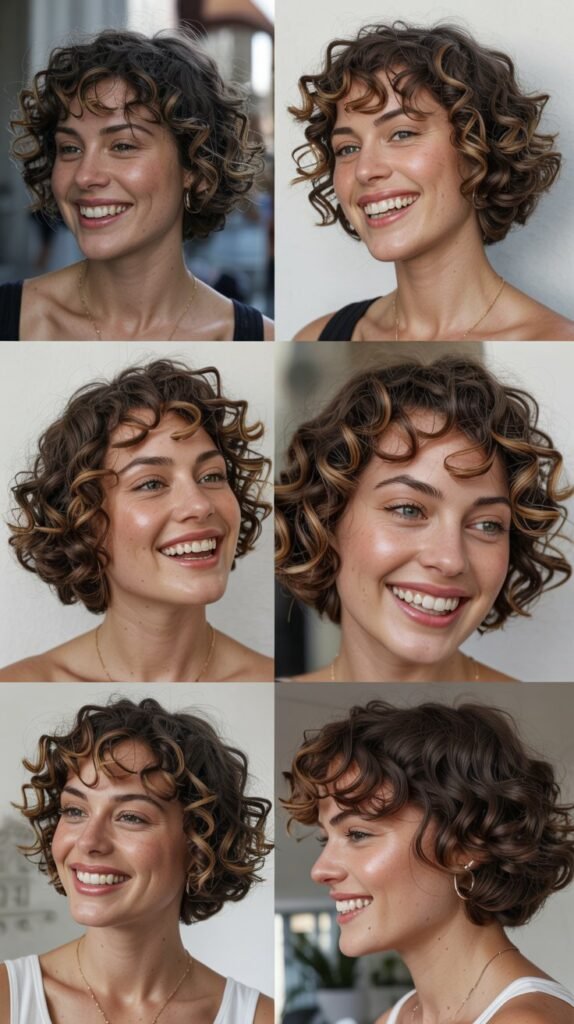  Curly Chin-Length Bob