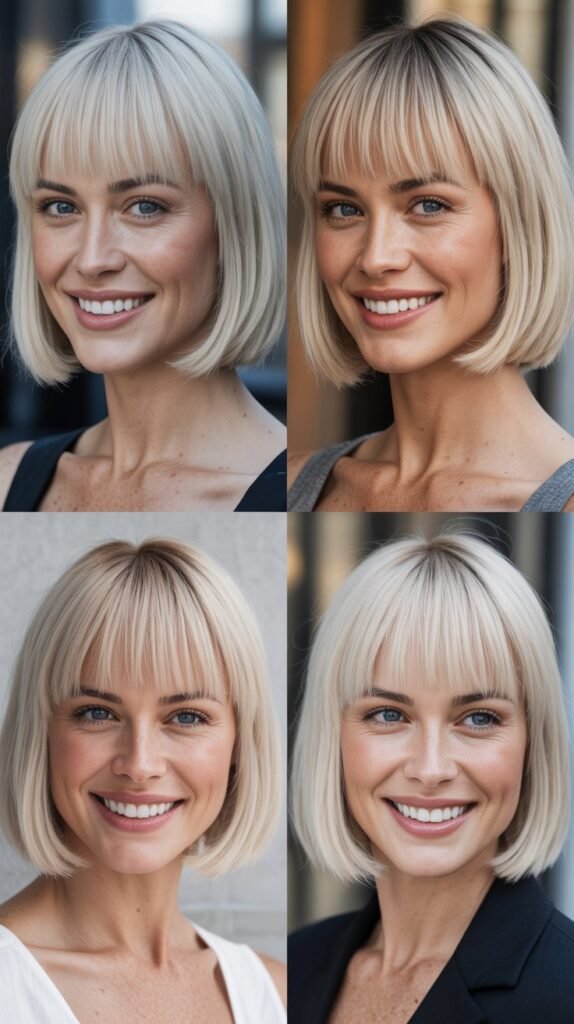 Blunt Bangs with Platinum Blonde Bob
