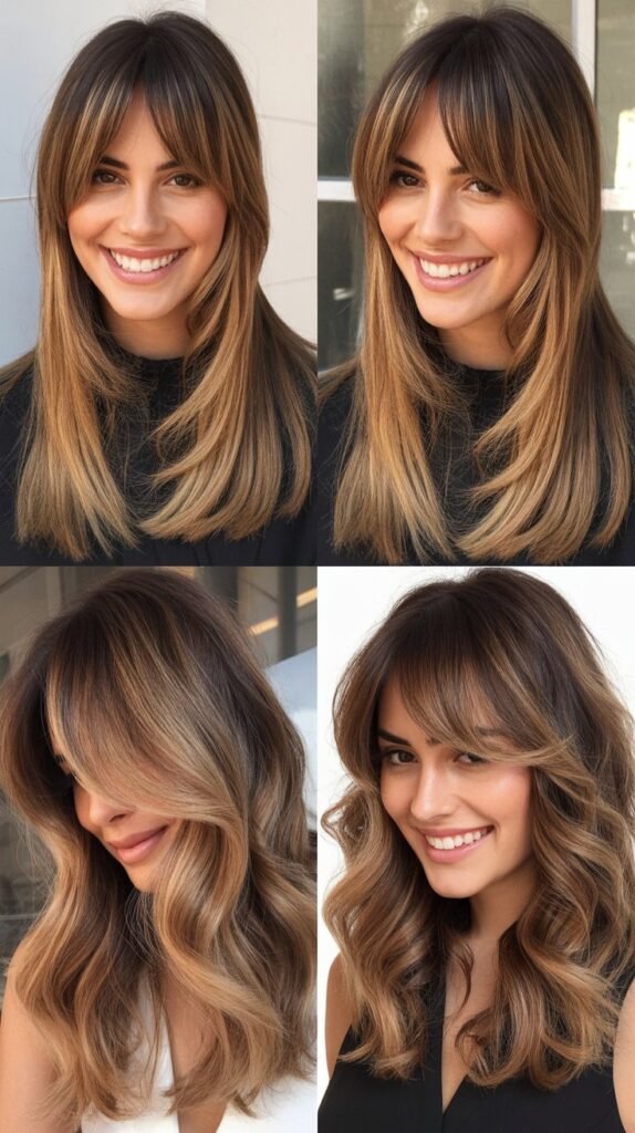 Long Side Bangs with Balayage Layers