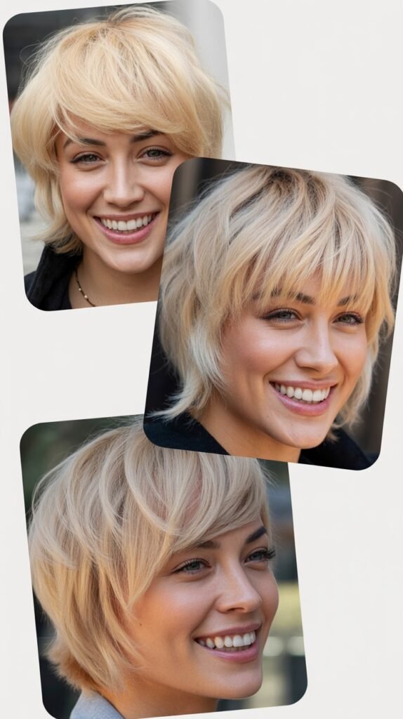 Vanilla Sky Blonde with Asymmetrical Fringe