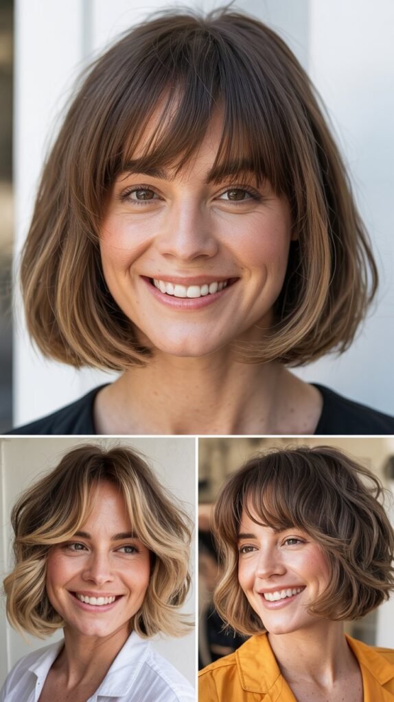 Layered Bob with Curtain Bangs