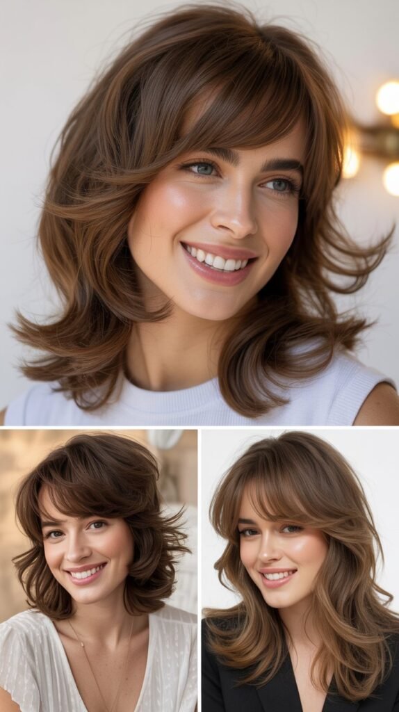 Swoopy Bangs with Bouncy Layers