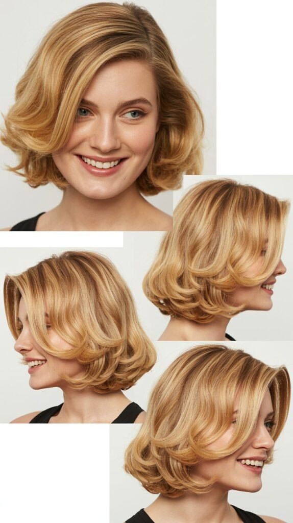  Golden Blonde Side-Swept Lob