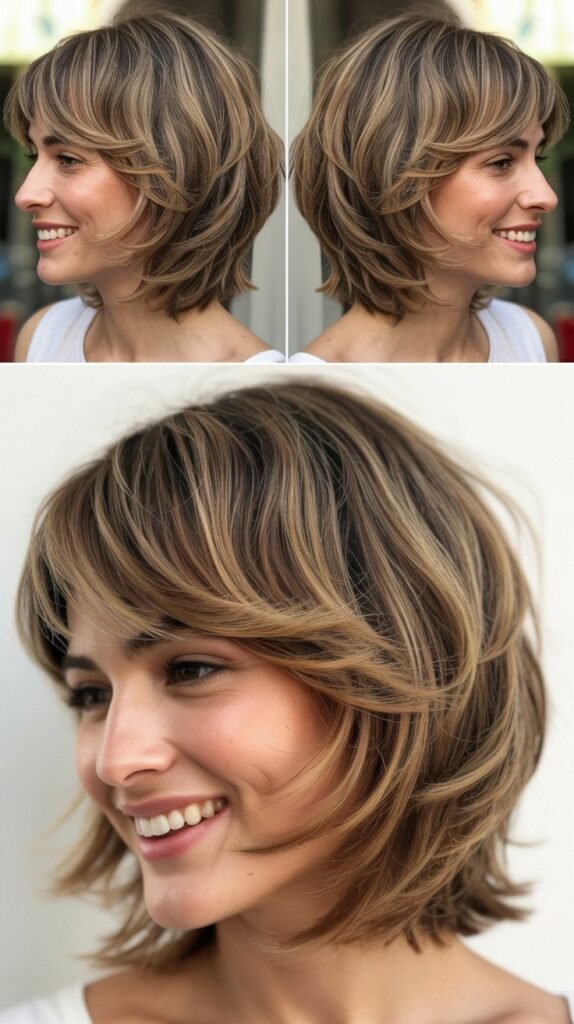  Layered Lob with Feathered Bangs