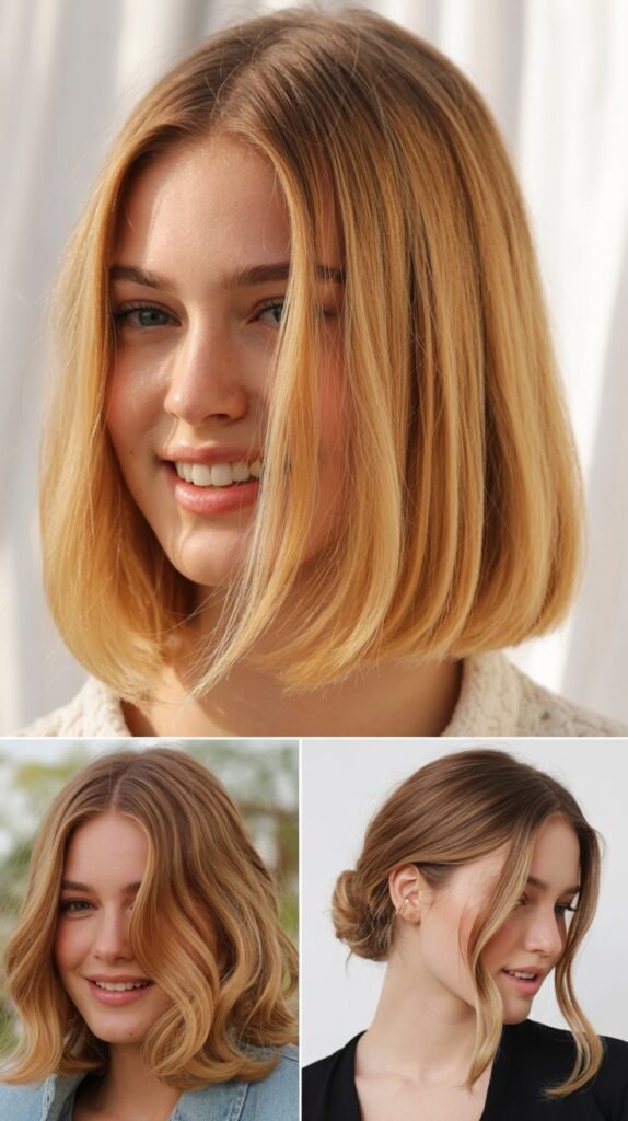  Lemon Blonde Sleek Lob