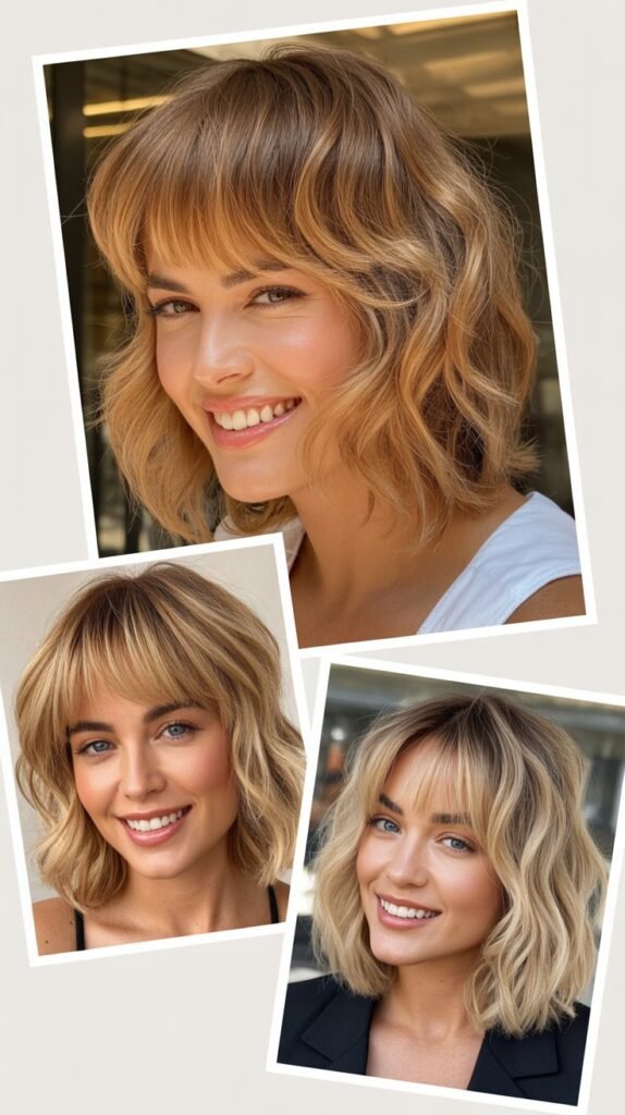 Warm Blonde Shag with Choppy Bangs