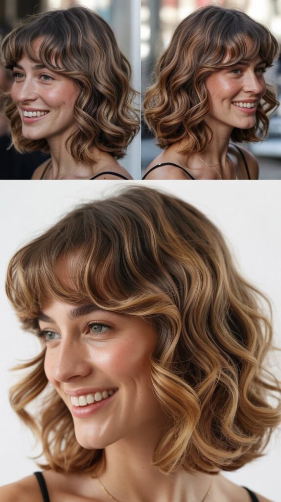 Medium Wavy Cut with Grown-Out Bangs