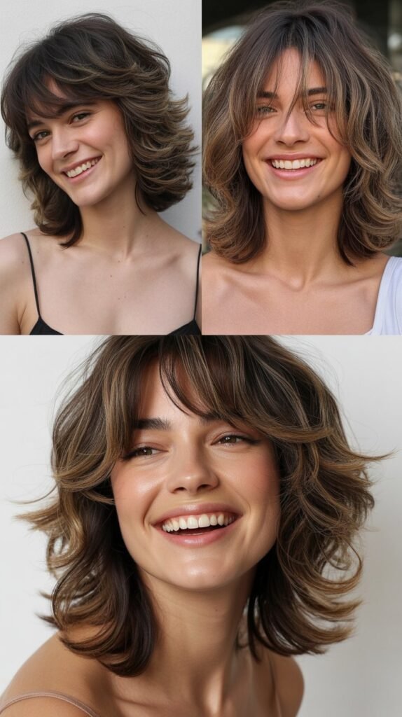 Shaggy Layers with Long Curtain Bangs